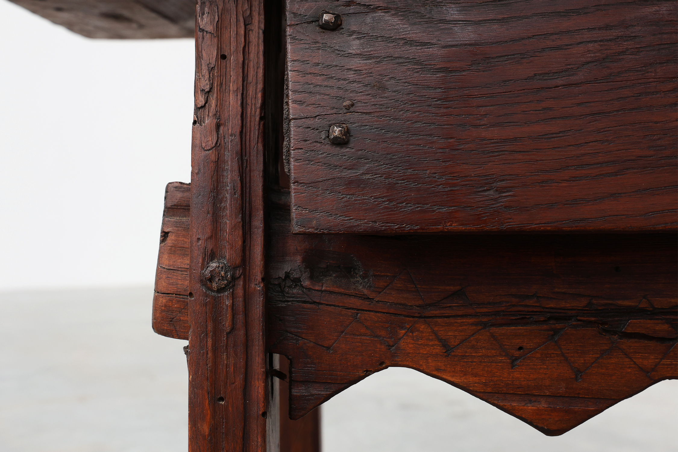Spanish 17th Century oak side table with drawer in Wabi Sabi stylethumbnail